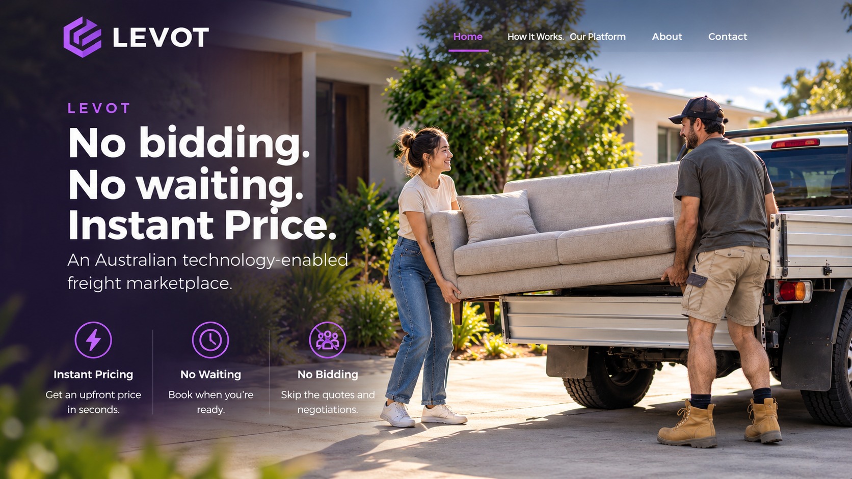 Levot — No bidding. No waiting. Instant Price. An Australian technology-enabled freight marketplace.